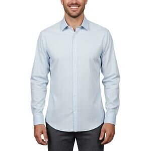 Artefact Slim Fit Button Up Shirt Blue Cotton Stretch Men XXL NWT